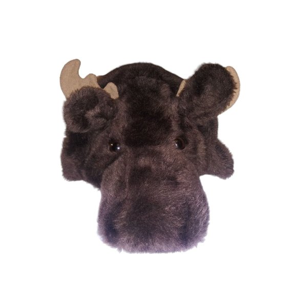 Moose Faux Fur Winter Hat Realist Designs Brown Moose Hat Unisex Size Large - Picture 3 of 8